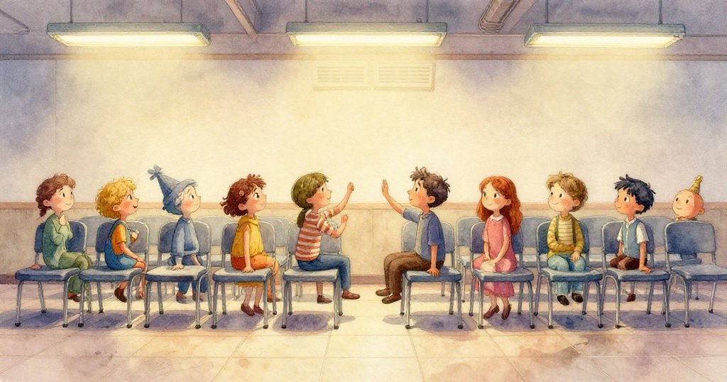 Lina專注操作金屬夾與膠帶，細節豐富的手部動作展現堅定與專注，背景帶有淡粉筆痕跡。