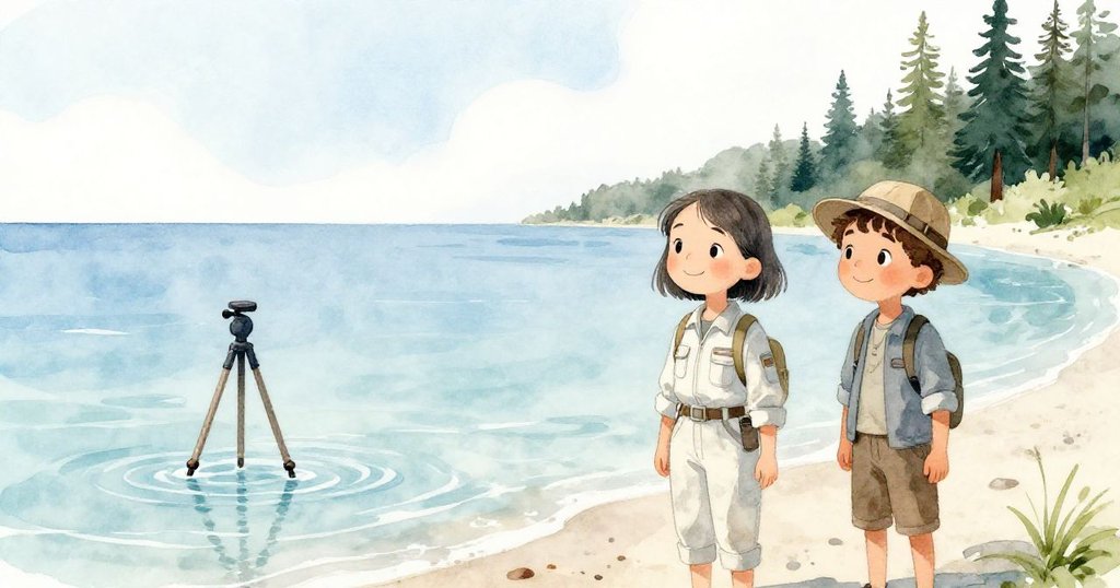 最終畫面展現三腳架穩立於退去海水中，瑪拉與利奧站旁滿足微笑，海灘恢復平靜美好