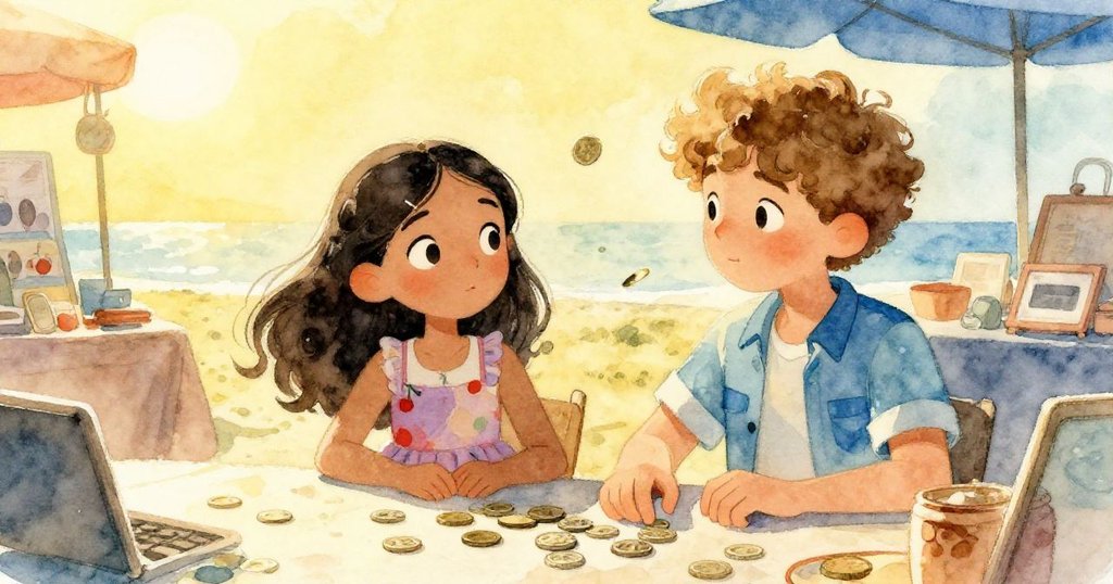 故事結尾,Maya與Felix並肩倚靠桌邊,看著重新排列的銅幣,表情中透露著驚奇與平靜,充滿寓意。