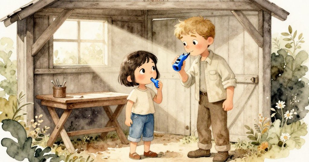 在木棚內，Luis與Nia看著移動工作台漏出光束，Luis握著藍色口哨，象徵發現與希望的未來。