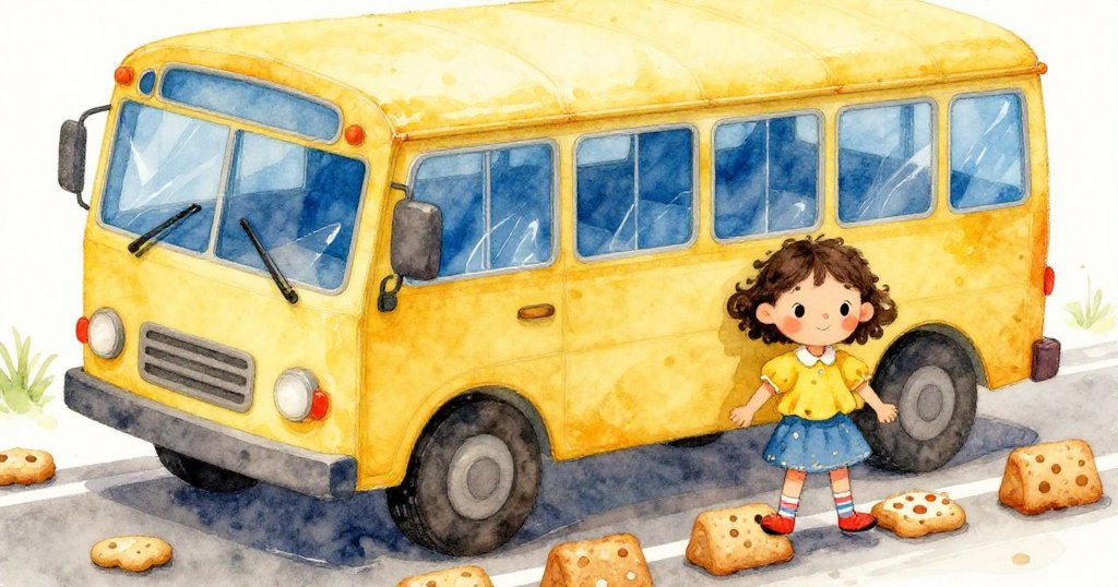 瑪雅細心將麵團路障擺放於紙巴士旁，藍色車窗閃耀光芒，畫面定格在創作完成且情節解決的溫馨結尾。