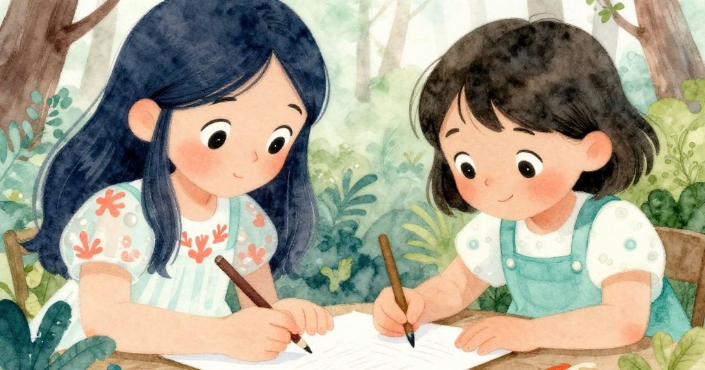 莉拉與瑪雅聚精會神地摺疊一張白紙，手指輕觸紙面展現細膩情感，現場充滿專注和溫馨。