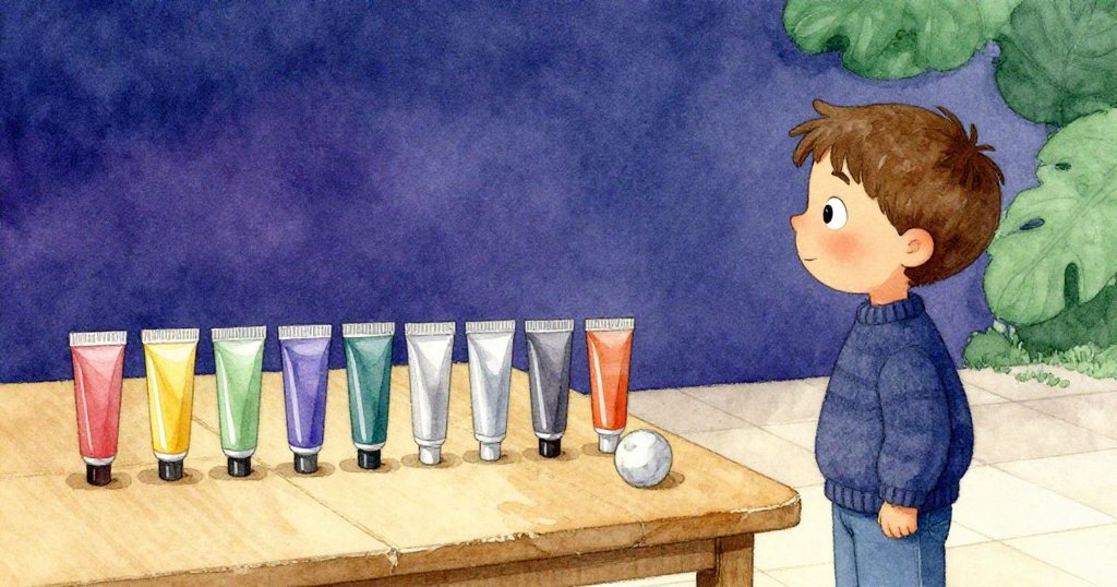 Sam 與整齊排列的管子和彈珠共處在寧靜室內，充滿溫暖光線，他滿足地觀賞自己精心排列的成果，展現探索結局。