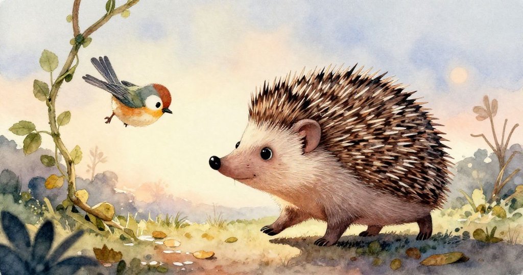 細膩的藤蔓緊纏著小鳥脆弱的翅膀，露珠閃爍，表現出自然界中的微妙聯繫與細節美。