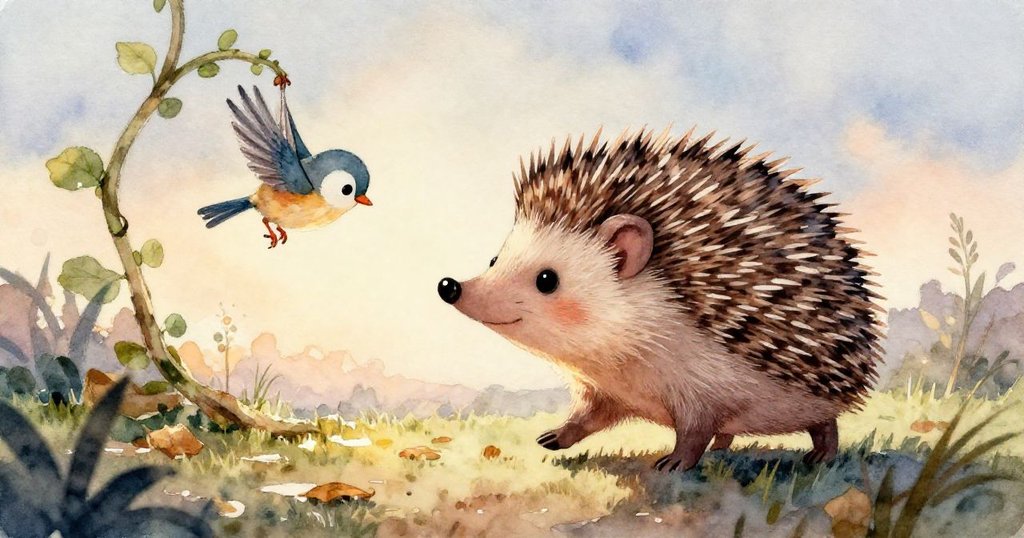 在隱蔽的苔蘚角落中，小鳥輕輕降落，苔蘚散發出清新氣息，象徵困境過後的安寧與希望。