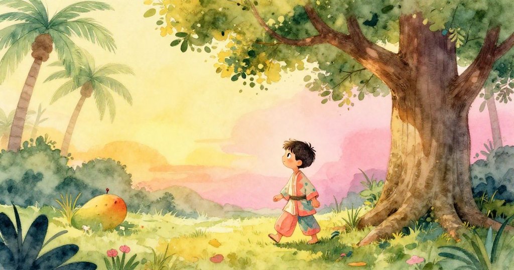 Ivan緩步離開樹旁，背對樹洞，寧靜森林作背景，表達出平和與沉思的結局情感