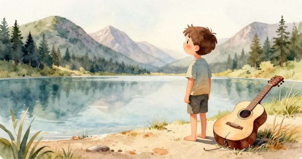 小男孩進入溫馨小屋避雨,仔細查看舊地圖,木質桌子上展現古樸細節,故事情節轉向室內反思。