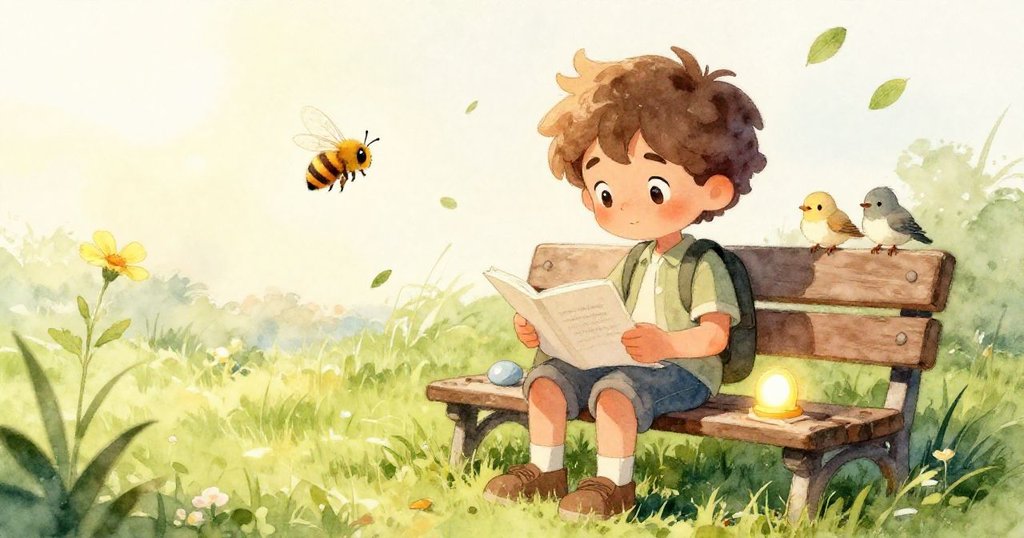 Leo 的手握著敞開的書本,文字閃爍著明亮光點,展現出細緻且充滿魔力的閱讀瞬間。