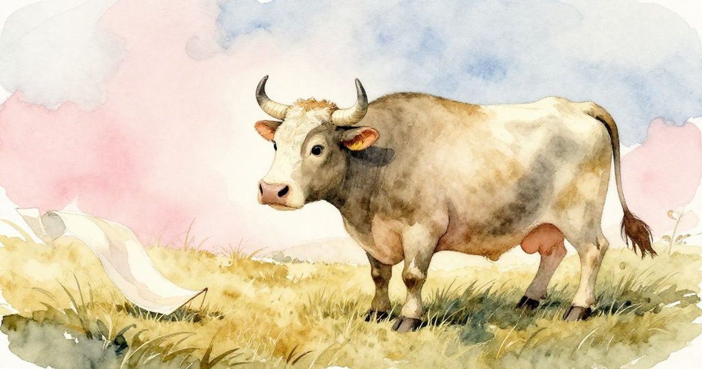 在充滿陽光的田野裡，牛安靜啃草，夢之書頁隨微風輕舞，搖曳草原散發出溫柔神秘氛圍。