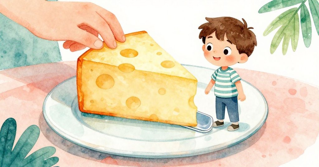 Liam在廚房中切開麵包，盤面上映出滑落的起司反光，表情專注期待，反映出食材完美融合的瞬間。