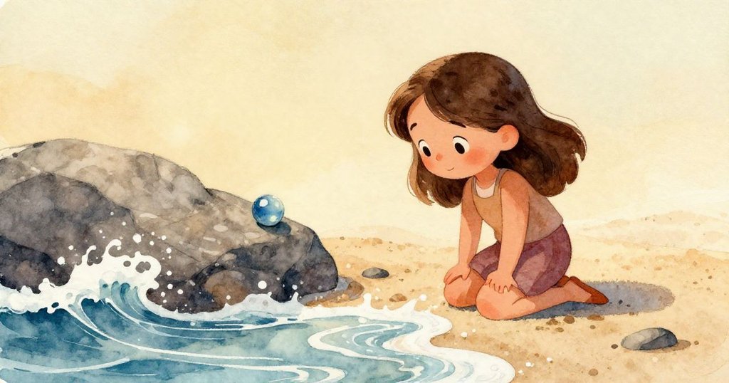 Mira近距離注視海藻與藍球，神情專注期待，細膩呈現操作瞬間，故事發展到關鍵時刻。