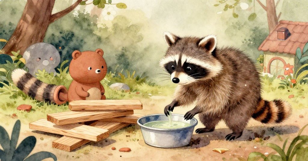 夕陽餘暉下，車輪慢滾於老樹根邊，微小昆蟲歸向靜謐畫布，畫面溫馨平和，結束快樂一日。