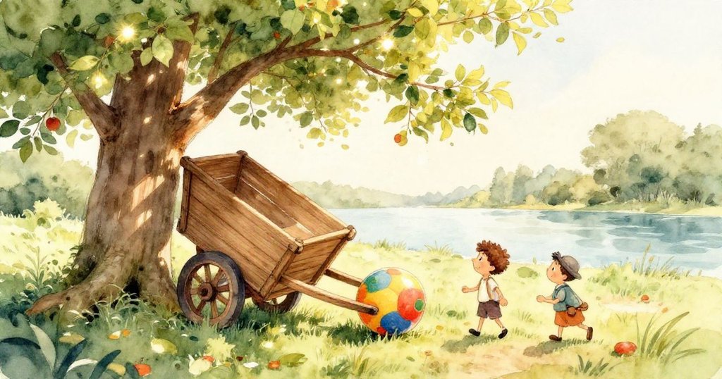 Milo與Tessa注視彩繪玩具觸及藤蔓，花朵微動螞蟻爬行，細膩展現自然奇遇與生命律動。