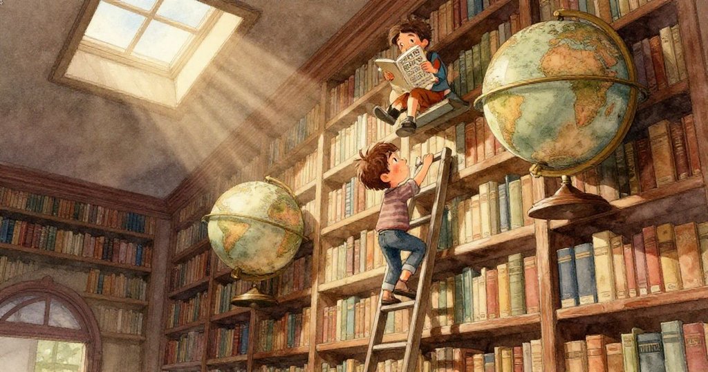 在圖書館書桌上,隱蔽通風口送風翻飛頁面,水從玻璃瓶傾瀉而下,場面突顯驚訝與變故。