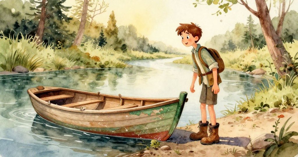 Liam凝視的雙眼充滿決心，水面反射微光，展現他內心的冒險與期待情緒。