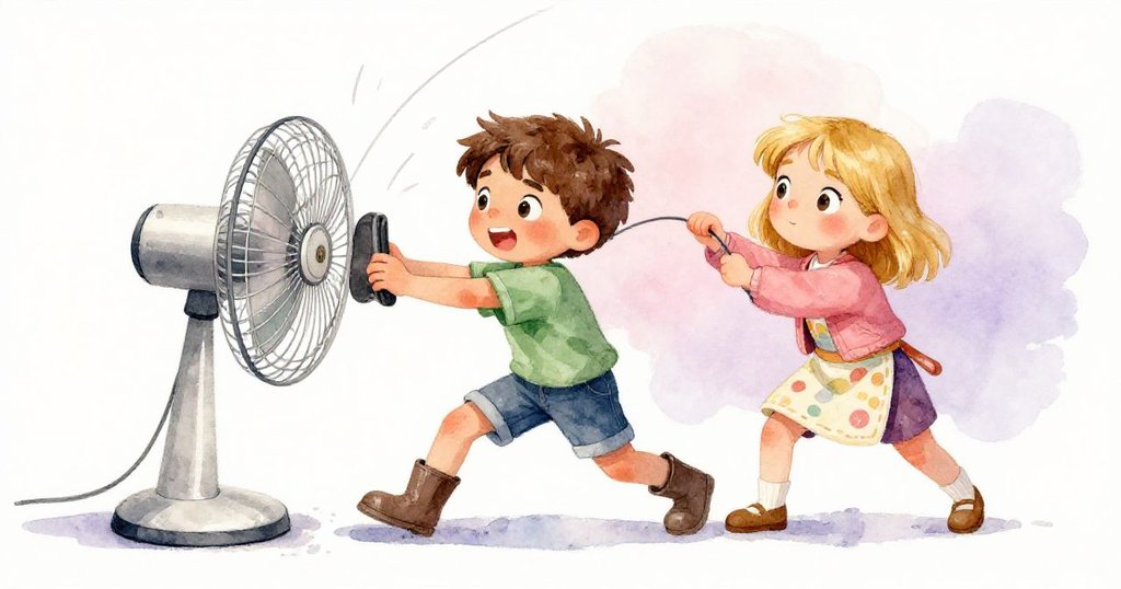 Leo用靴子鎮住旋轉風扇，Marta急拉電源線，兩人臉上盡顯堅定與憂慮，動感畫面緊張激昂。