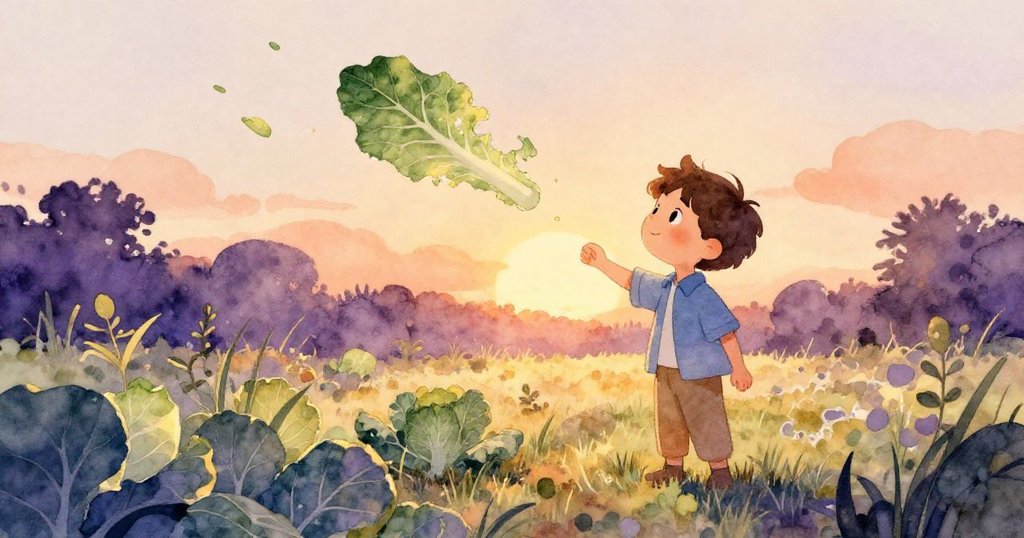 夕陽下的花園恢復寧靜,薩姆完成澆水任務,落葉隨風飛舞,留下稍縱即逝的痕跡。