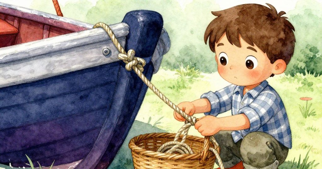 米洛謹慎地重新綁繩,將最後一圈繩子收進籃中,平靜中帶著滿足與傳承心情。