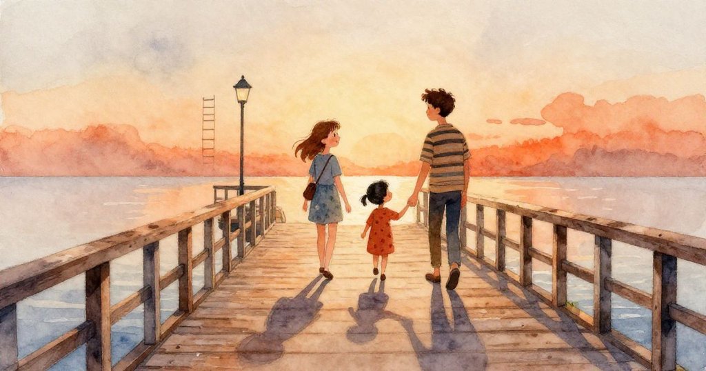 水下視角展現木板上漂浮的玻璃彈珠，透過水面灑下冰藍與淡紫色的柔光，情境靜謐而動感。