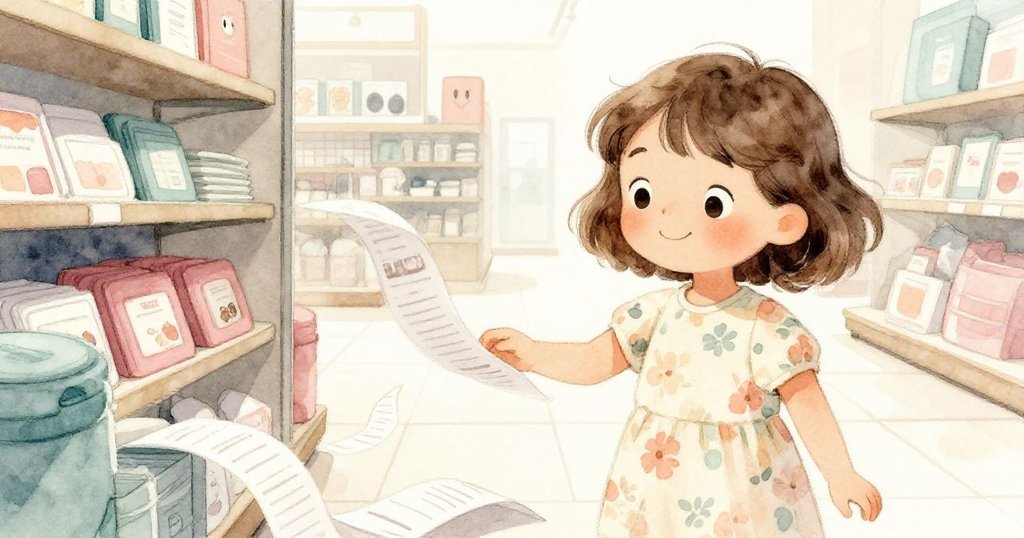 Lara滿臉滿足輕笑，輕觸穩固靠攏的書堆與平靜紙張，室內光線柔和，故事圓滿落幕。