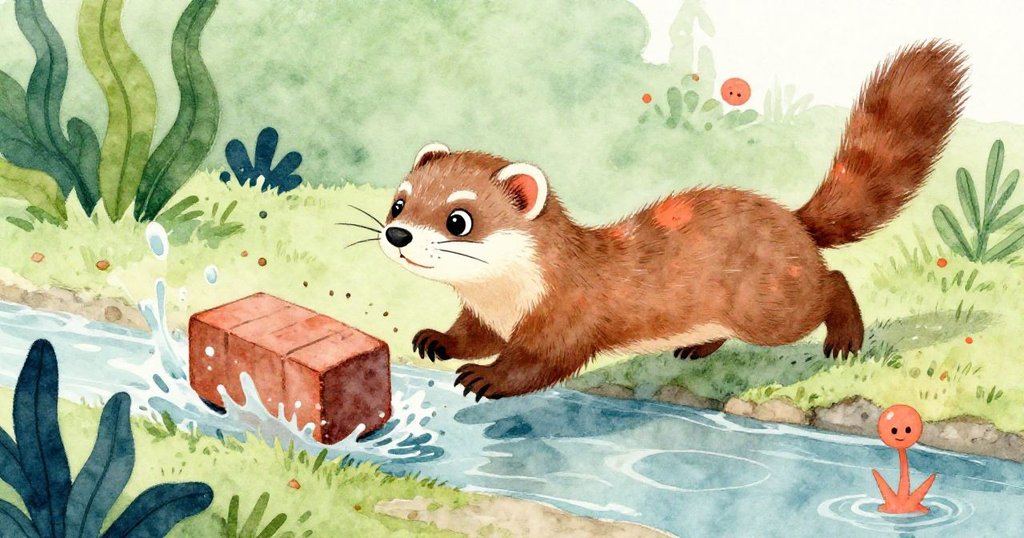 Flicker迅速奔跑，追逐滾動中的磚塊，泥濘飛濺、穀粒散落，展現活力四射的動感瞬間。