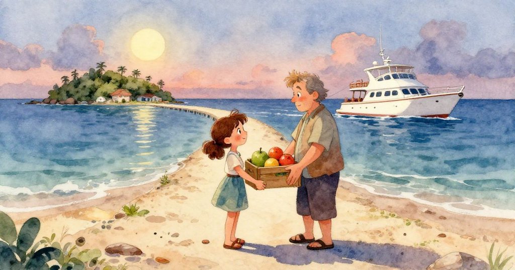 潮水上漲中,一隻年輕鯨魚從水下緩浮而出,背景部分被淹的沙洲展現自然寧靜之美。