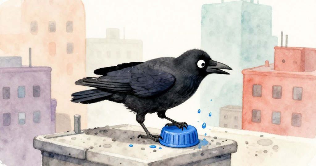 Crowby俏皮踐踏藍蓋釋放藍色油彩, 像細小種子灑於砂石, 呈現創作與探索發展動感情節