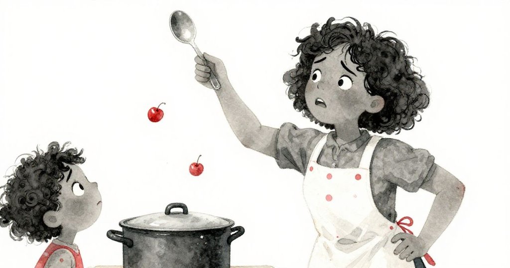 Opal急忙伸手撿起滑落的湯匙，臉上流露驚訝與決心，緊張瞬間展現她堅韌的家常精神