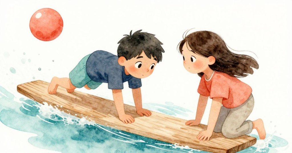 Uma迅速攀木板推球,球彈跳出美麗弧線,Sam在下方支持,畫面動感十足充滿團隊精神。