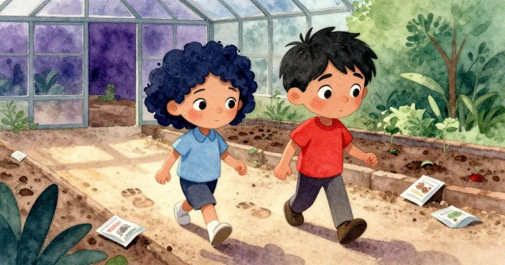 塞斯放下工具箱,與橄欖走在滿布灰塵與種子的小徑上,腳印清晰展現他們奮鬥與堅持的心情。