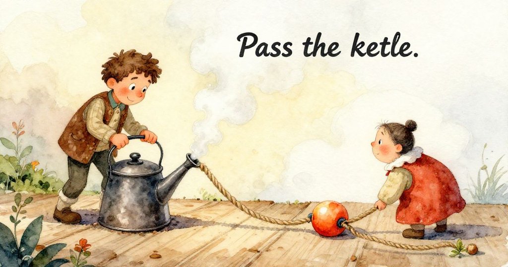 透過霧蒙蒙窗戶，Ian與Olive在船艙內注視碼頭上浮標擺動和箱子滾動，場景神秘而溫馨。