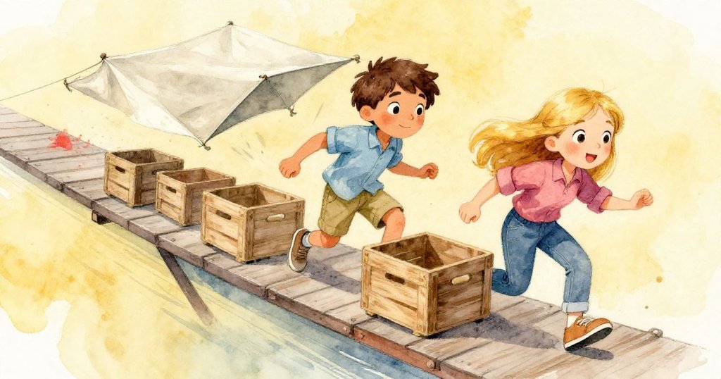 動態傾斜視角中,貨箱受油布反彈影響向木板滑動,Miles與Cora迅速應變,情勢出奇制勝且充滿驚喜。