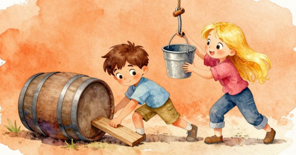 Cora與Miles默契合作,Cora用短板楔住滾動酒桶,Miles用船鉤穩住水桶,展現出信任與堅定決心。