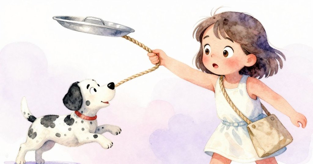 Bea臉上露出驚訝注視懸繩動作，Patch引起意外觸碰，場景背景微模糊呈現市場熱鬧感。