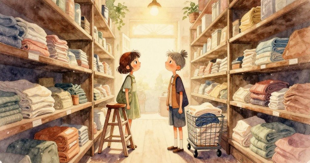 破舊氣球緩緩下降，輕觸整齊排列的陶瓷碗，空間中彌漫著斑駁秋意，靜謐而溫柔。