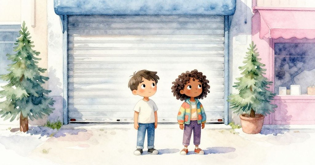 Wade與Mae並肩站在開闊前路上，金屬百葉窗輕搖，兩人目光堅定，展望未來，充滿希望與冒險意志。