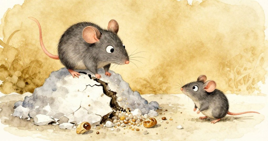 危險時刻，鹽塔破裂倒流，米洛與皮普表情緊張停步，動作與環境散發出懸疑氣氛。