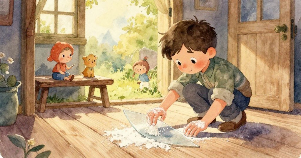 Sage在工作室外，山谷中動物出沒，雄鷹飛翔，陽光普照，充滿自由與期待的氣氛。