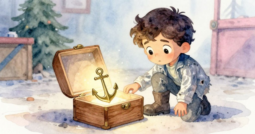 Dean的靴子輕踢落木盒，露出光滑黃銅鎖錘，細節豐富，神秘中帶著冒險意味。