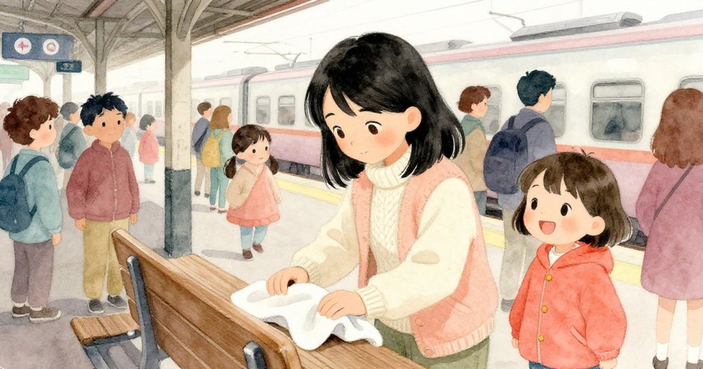 熱鬧的火車站平台上,蘇姬與Bea忙著準備午餐,臉上洋溢著期待,周圍行人互動展現故事開端。