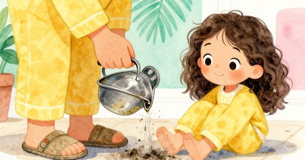 Zara伸手緊握鐵蓋，特寫呈現舊鞋旁飄揚灰塵與質感細節，動作細膩充滿期待感。