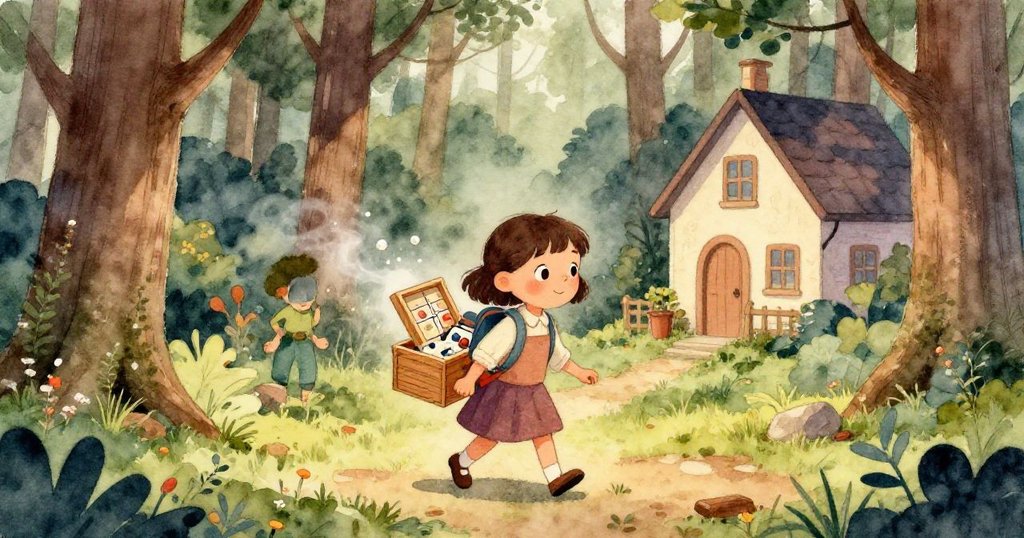 小珍珠注視著溪水衝擊乾葉,小水流漸露威力使樹徑淹水,環境透露自然搏鬥與細膩情感。