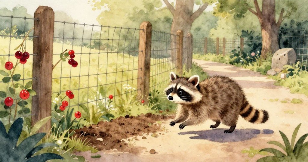 小浣熊的爪子細緻按壓在裂縫上,水珠閃爍,背景呈現柔和溫暖色調,充滿探索精神。