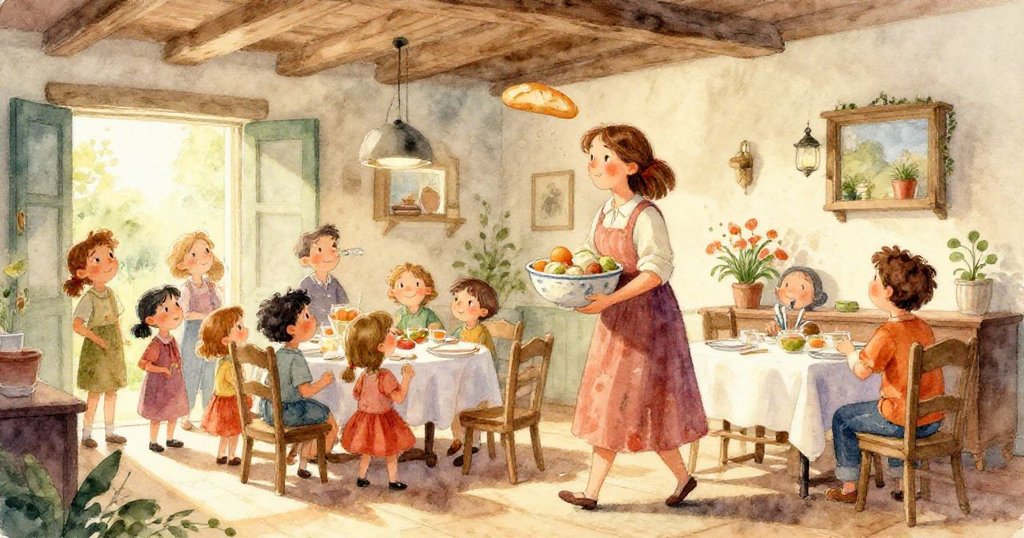 一朵雲遮住陽光，金色光帶轉為柔和陰影，老鼠急速穿過椅下尋找麵包屑，光影變幻營造神秘氛圍。