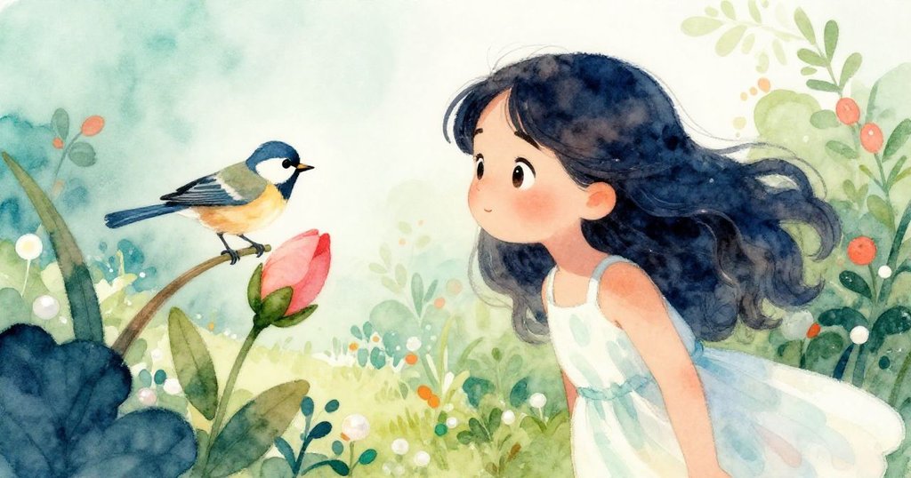 Tess 注視著正展開的花蕾與跳躍歌唱的小鳥，臉上流露驚喜與喜悅，自然生命力迸發，情節邁向高峰。