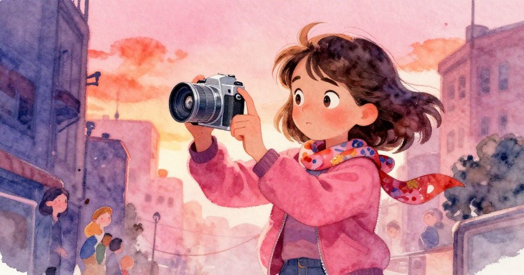 格蕾塔邁步調整位置,堅定地按下相機銀色按鈕,展現出面對挑戰的決心與都市情懷。