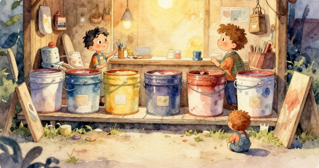 Jasper的手用木勺攪拌藍靛染料,近距離展示液體與布料細膩紋理,色彩交織充滿溫柔韻味