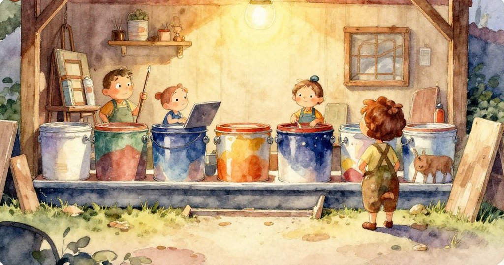 隱蔽角落中,檸檬水與染料交融成紫羅蘭色絲帶,一隻灰翼鴿子正好奇啄食穀物,展示出隱秘美感