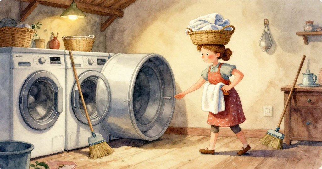 Vera視角下,米粒沿著瓷磚樓梯流動,一隻好奇的浣熊探出鼻子輕觸,充滿童趣與動感。