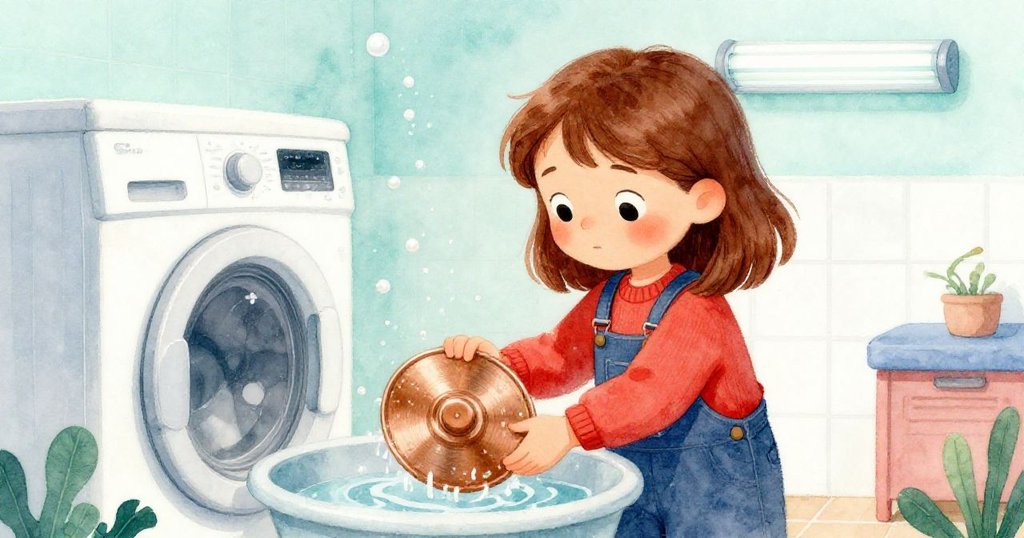 露比在洗衣房中沖洗銅盤,發現盤轉變成一個小杯子,臉上流露出驚喜與寧靜,故事續展未完。